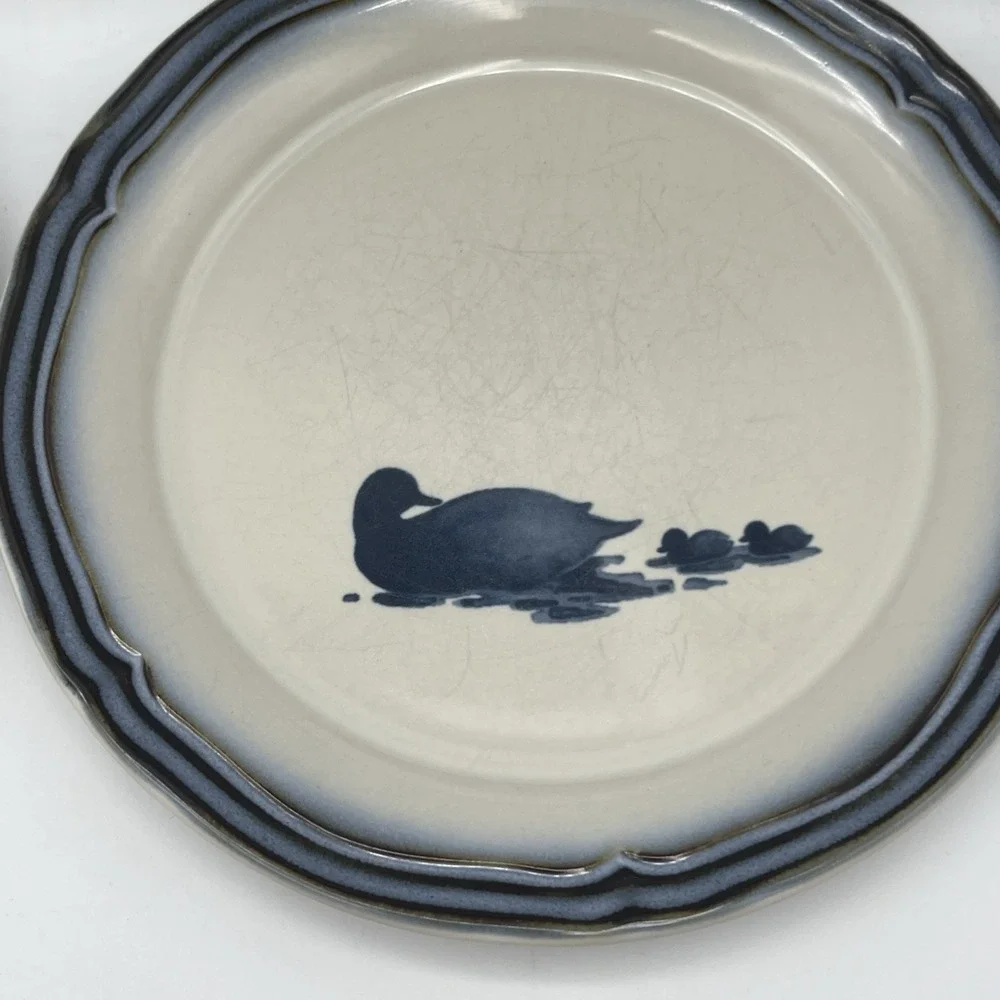 4‎ Vtg Noritake Mallard Stoneware Salad Plates 8652 Japan Duck Waterfowl - 8.25